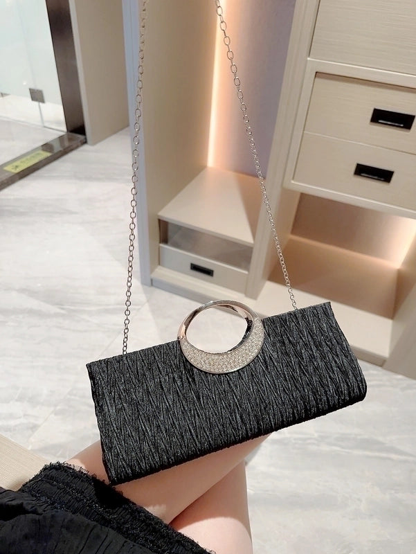 Women's Polyester Solid Color Elegant Square Hidden Buckle Evening Bag