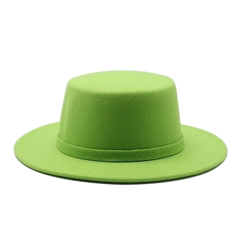 Unisex Fashion Solid Color Embroidery Big Eaves Fedora Hat