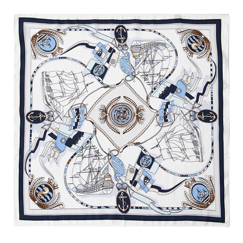 Women's Elegant Four Leaf Clover Polka Dots Flower Silk Silk Scarf