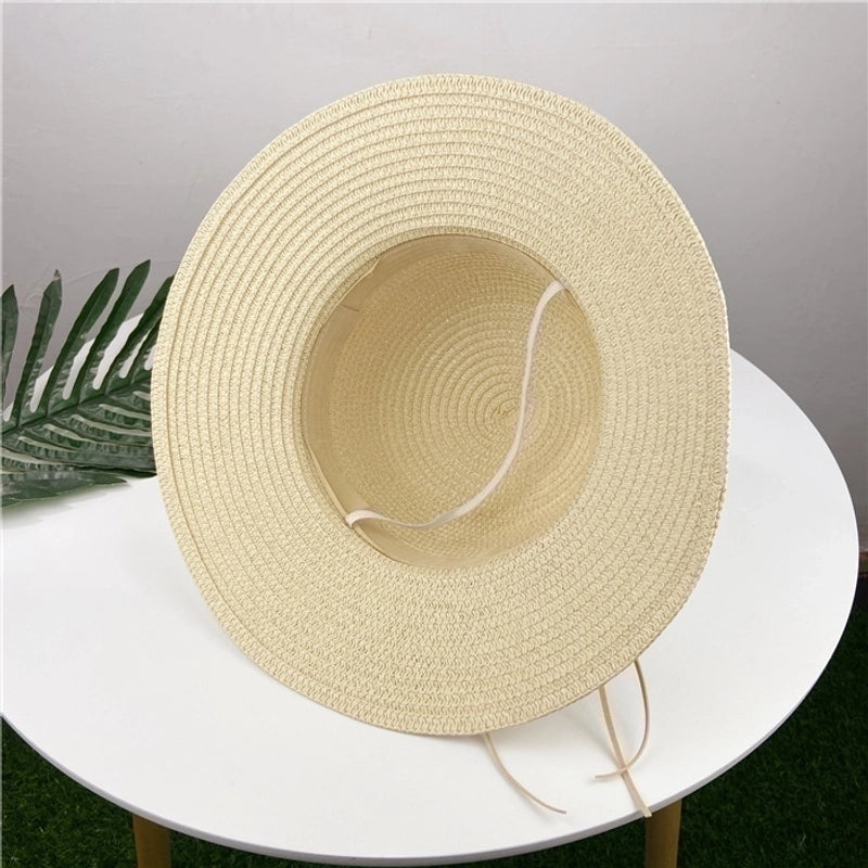 Women's Pastoral Flower Flowers Flat Eaves Straw Hat