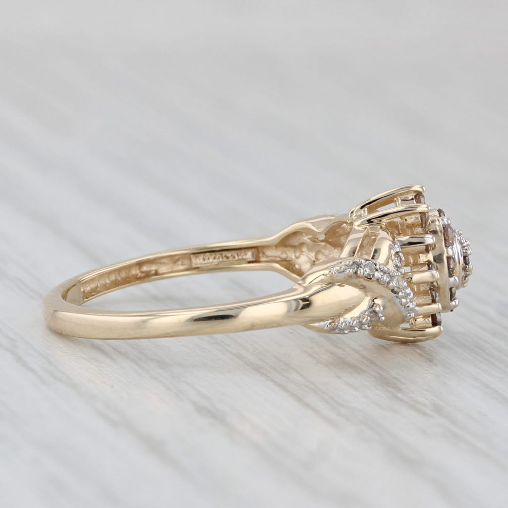 0.21ctw Champagne Diamond Cluster Engagement Ring 14k Yellow Gold Size 6