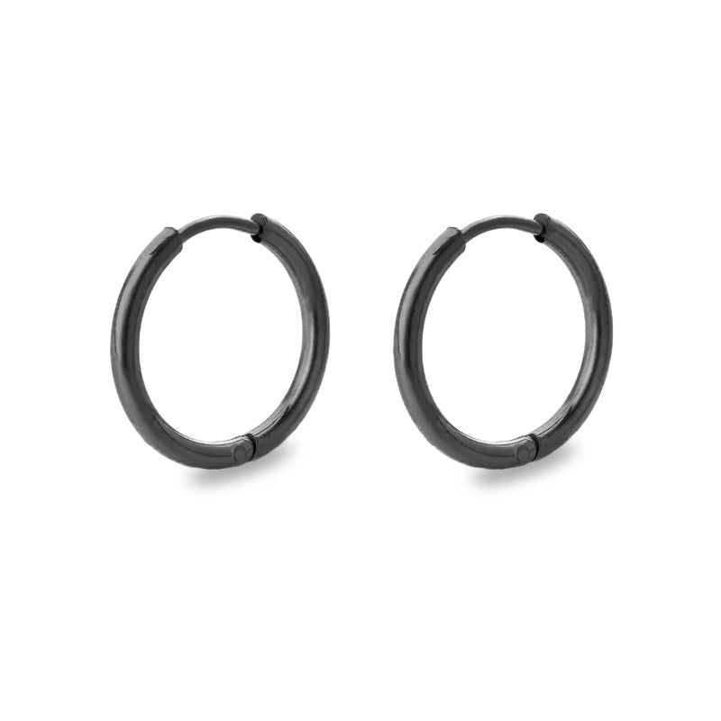 Minimalist Solid Color Stainless Steel Hoop Earrings 1 Pair