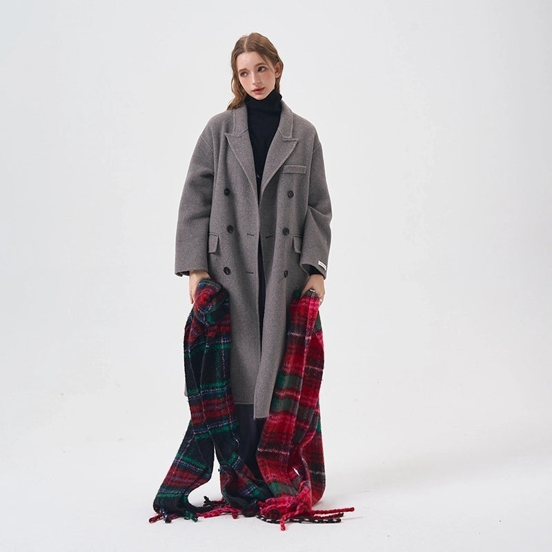 Women's Sweet Plaid Imitation Cashmere Polyester Tassel Scarf