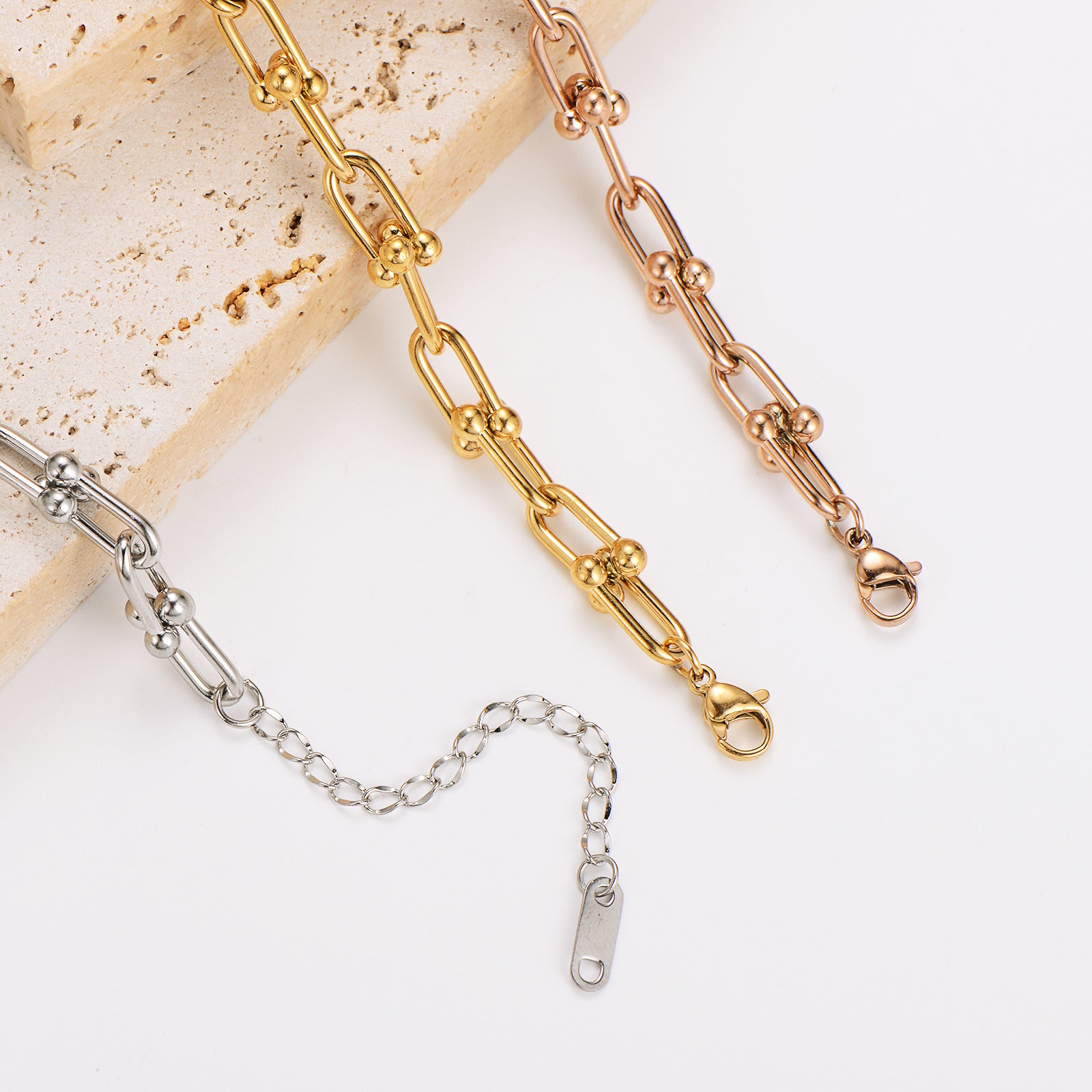 Fashion Women Chain Geometric Stainless Steel Electroplating Bracelets