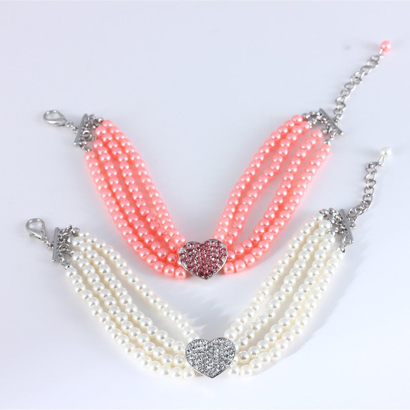 Heart Pattern Pearl Dog Cat Collar