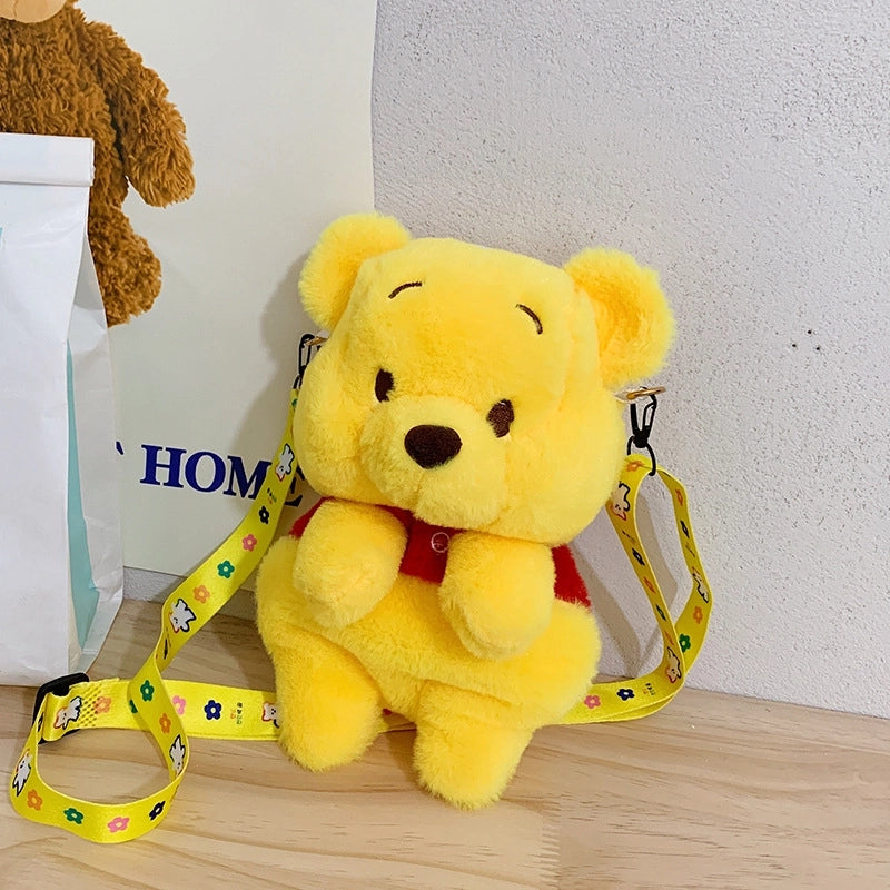 Women's Small Plush Little Bear Cute Zipper Crossbody Bag