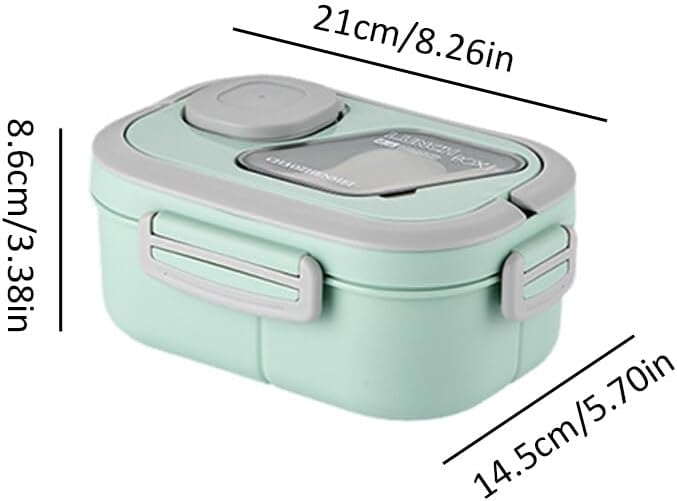 Bento Lunch Box. Salad Container. Bento-Style Tray For Toppings. Container For Dressings. And Built-In Reusable Fork And Knife