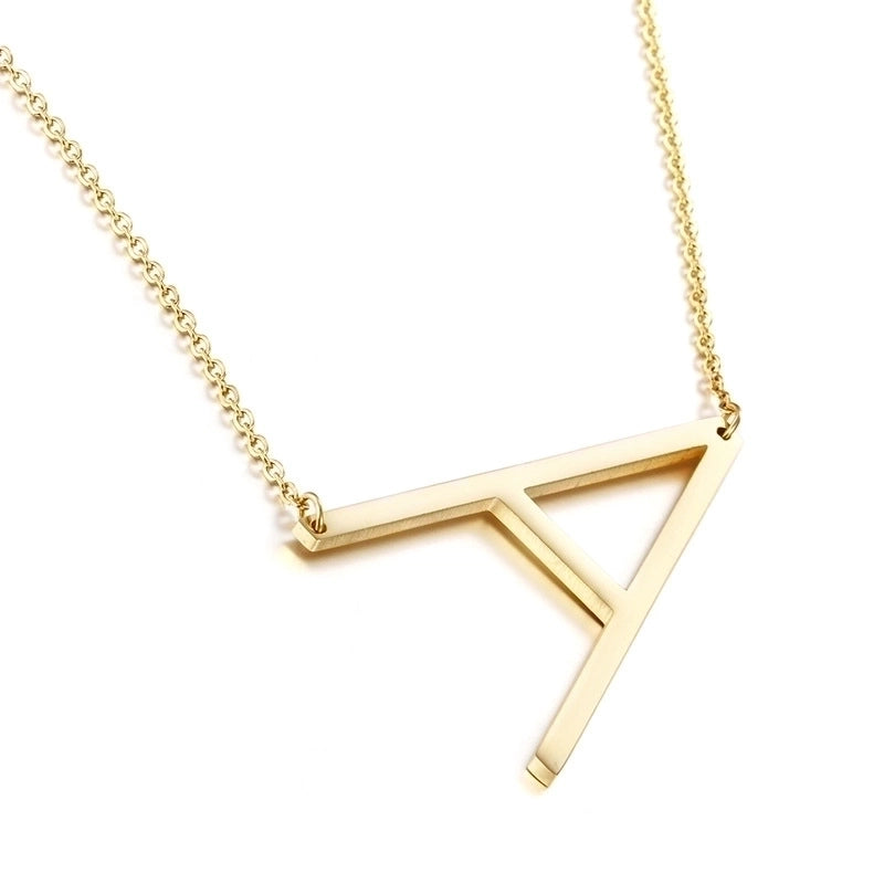 Titanium Steel 18K Gold Plated Minimalist Plating Letter Necklace