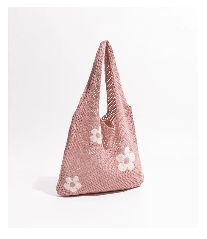 Women's Medium Polyester Flower Cute Square Open Tote Bag