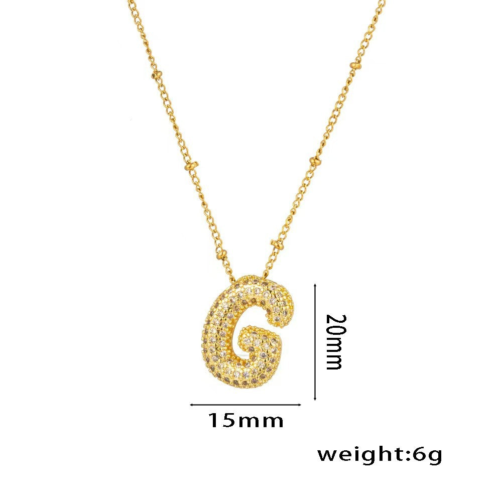 New Micro-Inlaid Zircon 26 Letter Pendant Necklace Copper Plated 18K Gold Fashionable And Classic