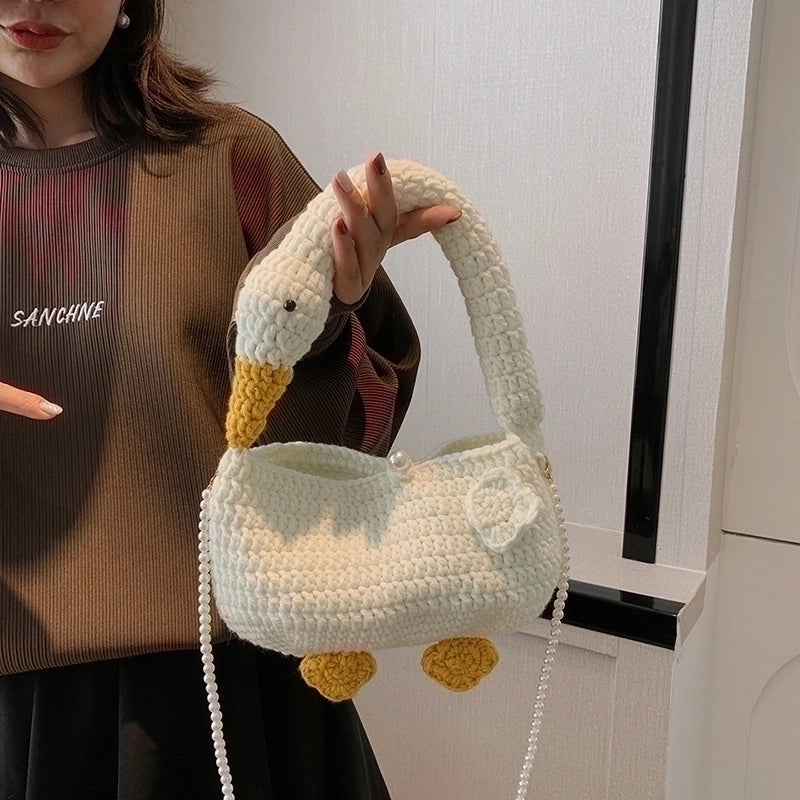 Women's Plush Animal Cute Square Open Shoulder Bag