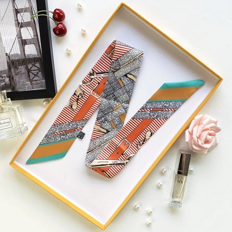 Women's Minimalist Flower Satin Printing Silk Scarf