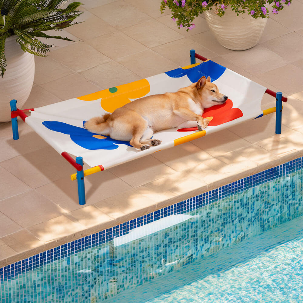 Vibrant Summer Print Style Aluminum Elevated Dog Bed - Summer Paradise