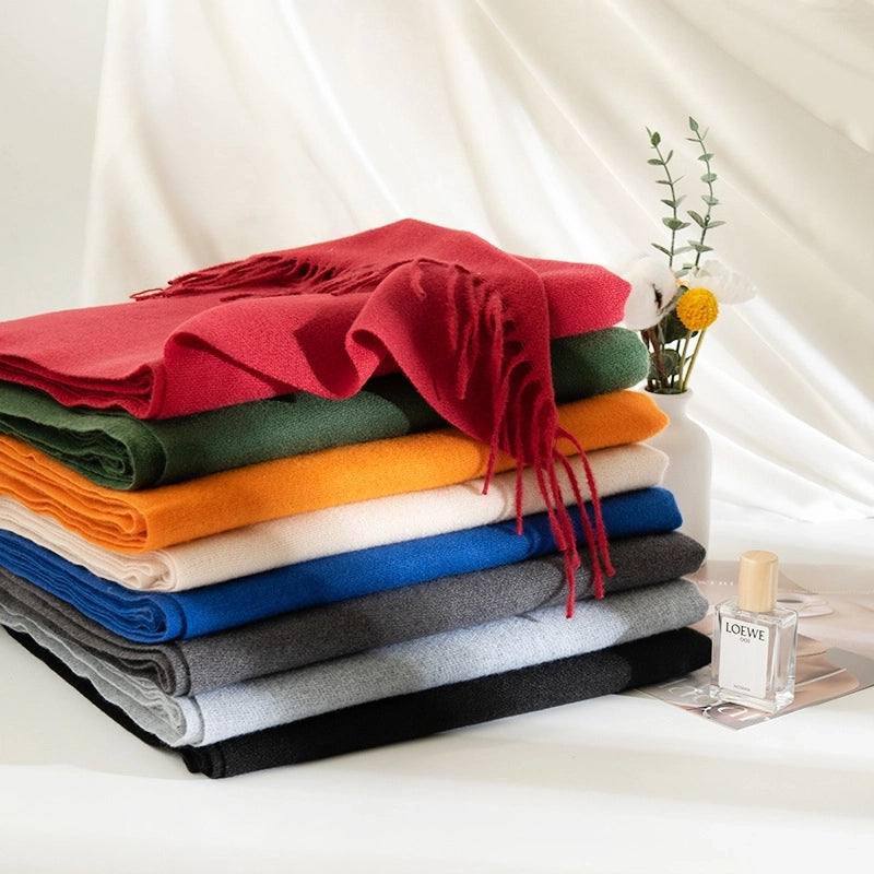New Solid Color Autumn And Winter Scarf Windproof Warm Shawl Women's High-end  Women's Imitation Cashmere Scarf