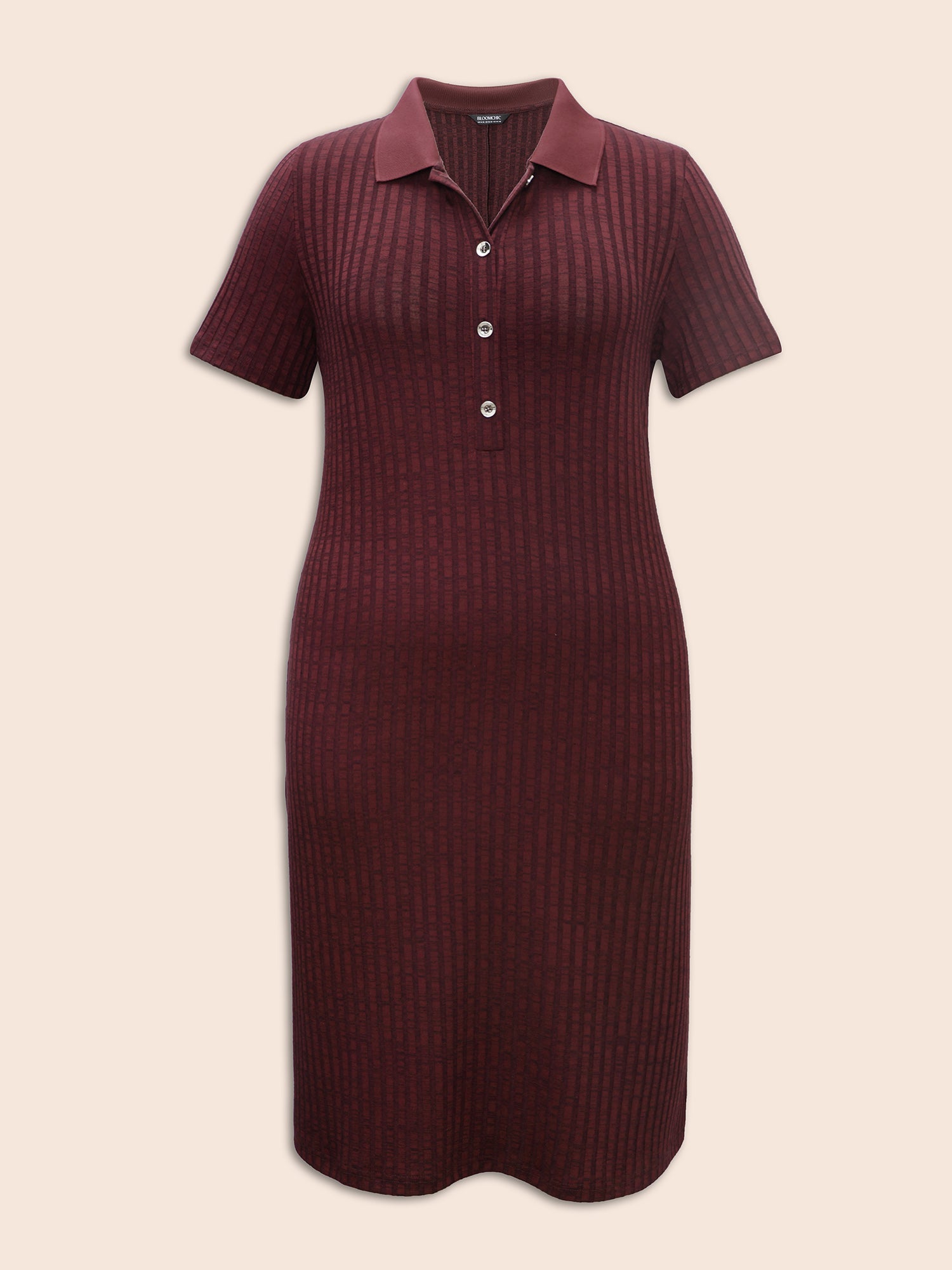 Shirt Collar Textured Button Up Dress