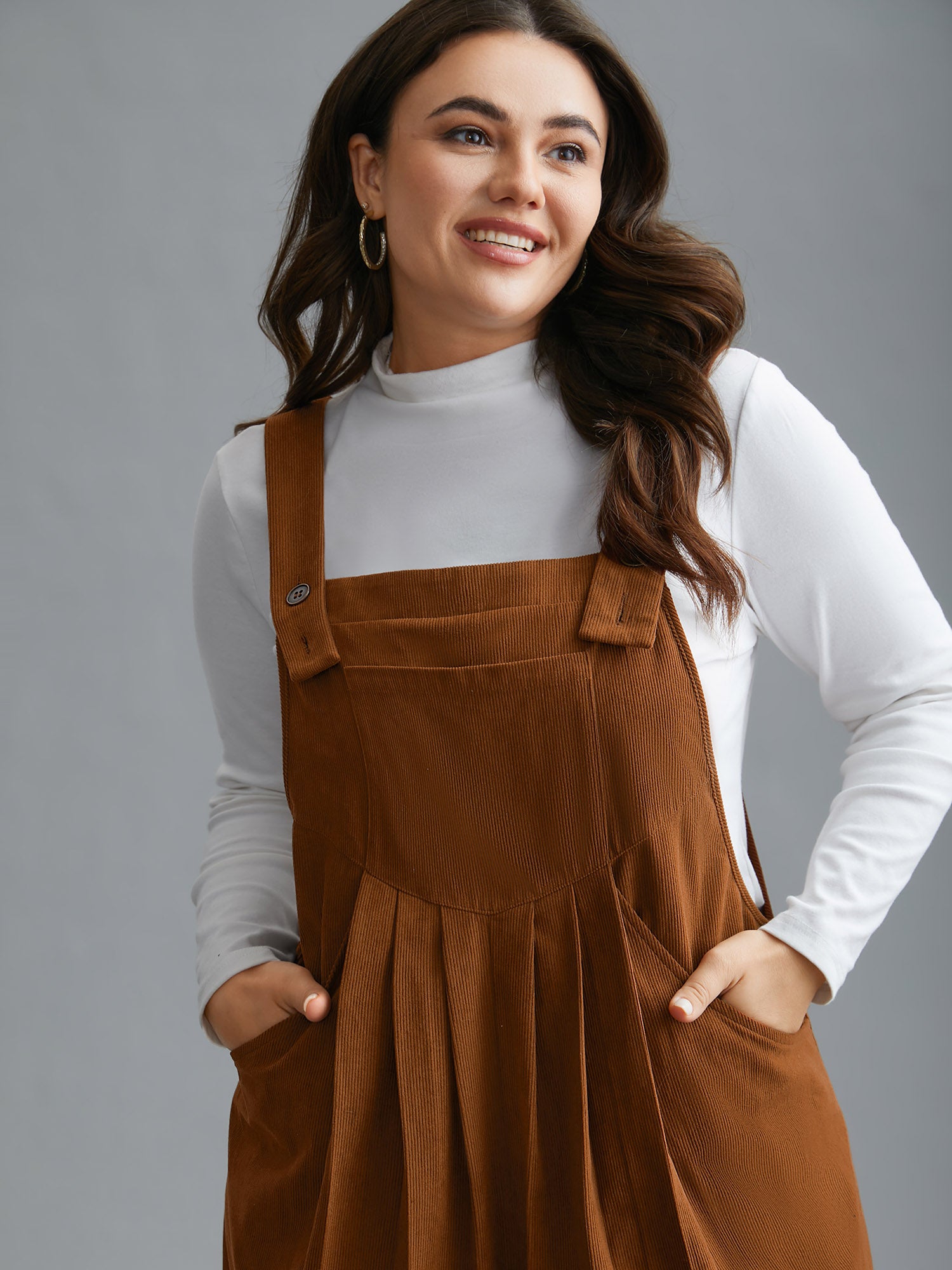 Plain Chest Pocket Pleated Jumpsuit