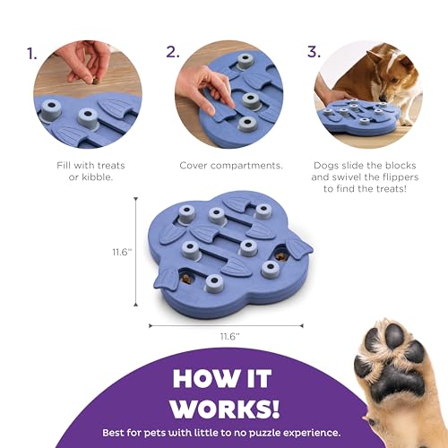 Outward Hound Nina Ottosson Dog Hide N' Slide Dog Puzzle Interactive Treat Puzzle Dog Enrichment Dog Toy. Level 2 Intermediate. Purple. Composite