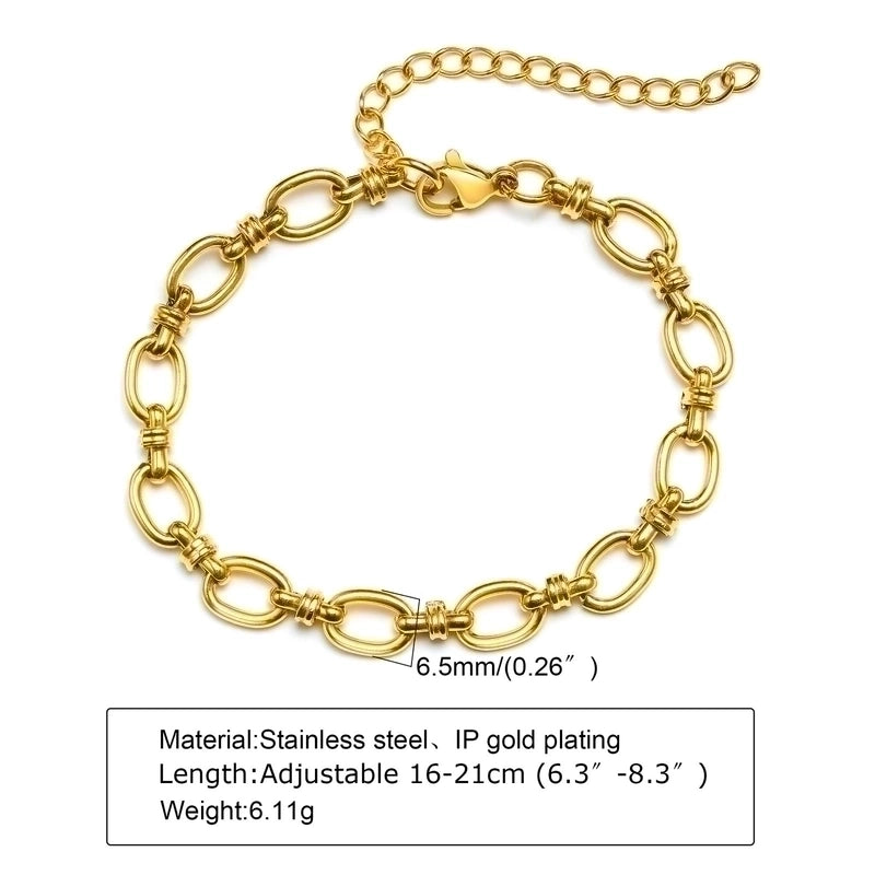 Solid Color 304 Stainless Steel 18K Gold Plated Bracelets In Bulk