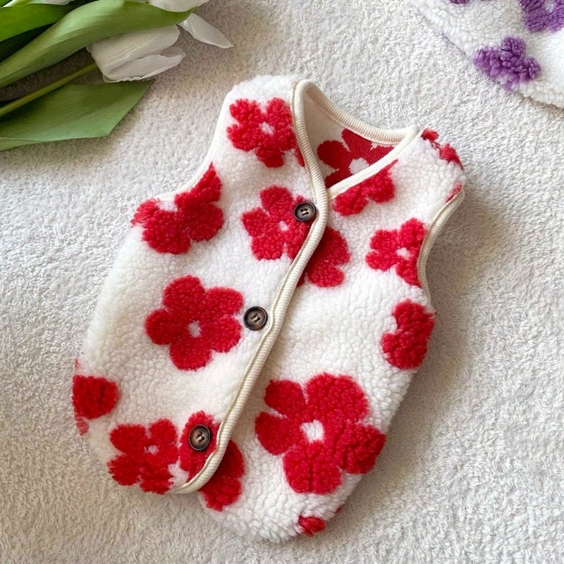 Flower Printed Warm Pet Vest