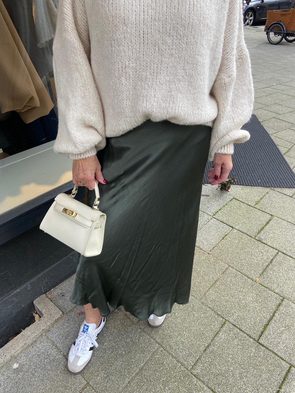 Silky Maxi Skirt Army