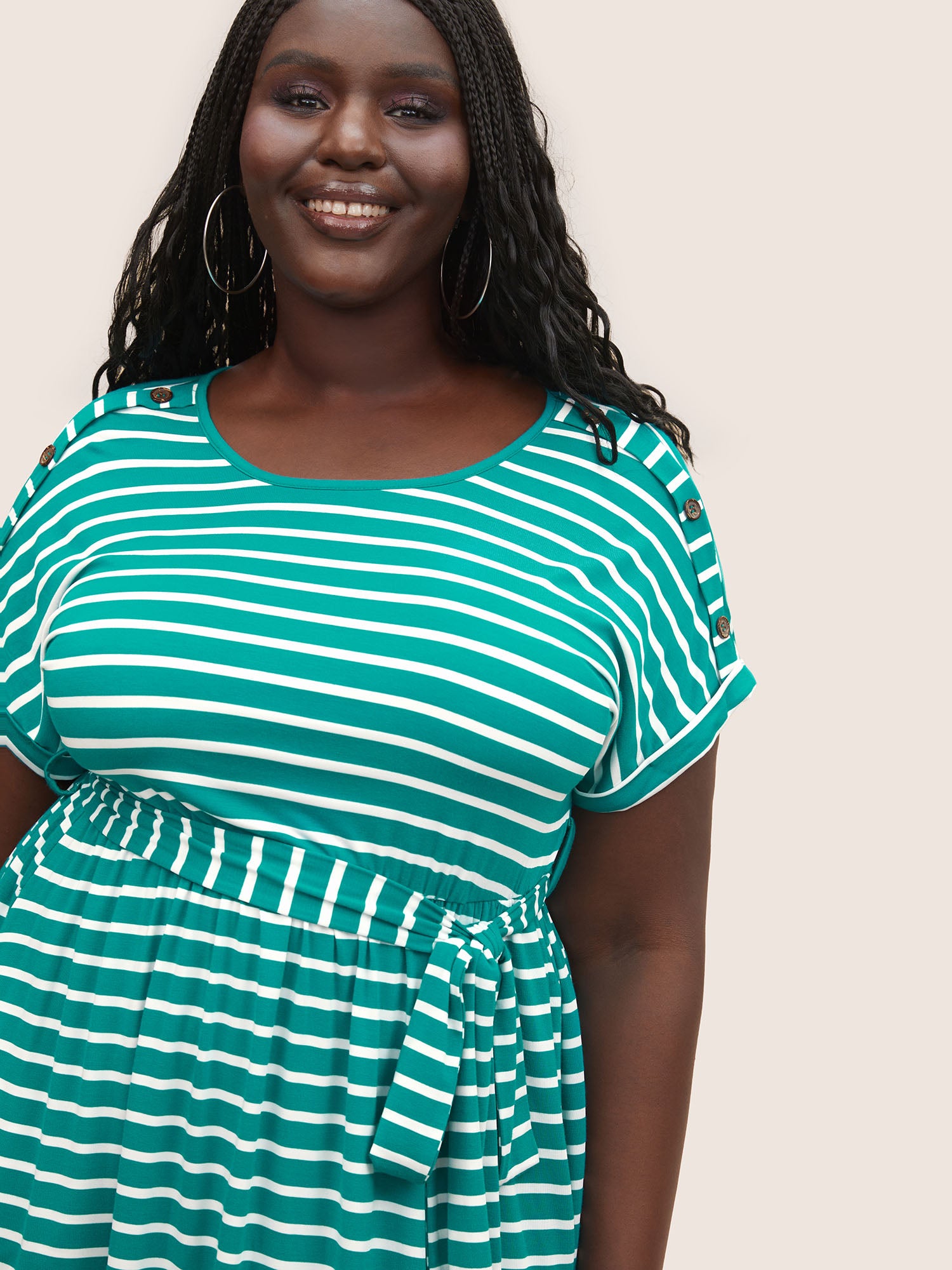 Supersoft Essentials Striped Dolman Sleeve Belted Dress