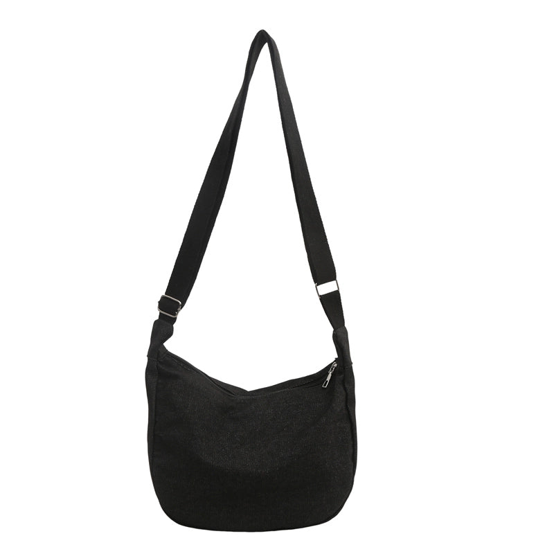 Women's Canvas Solid Color Preppy Style Square Zipper Shoulder Bag Crossbody Bag