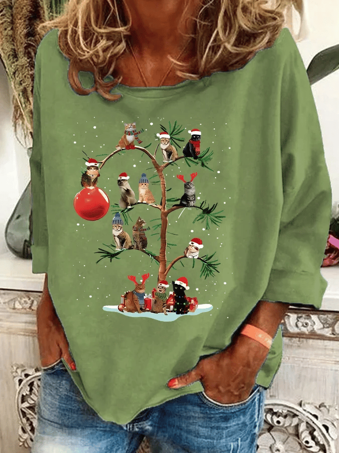 Women's Christmas Printed Crew Neck Sweatshirt