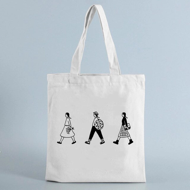Women's Small Canvas Human Elegant Square Open Canvas Bag