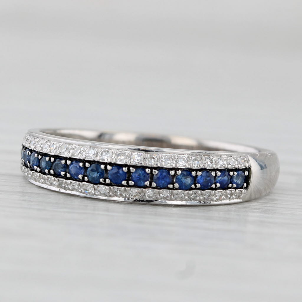 Effy 0.41ctw Sapphire Diamond Ring 14k White Gold Wedding Band Sz 9.25 Stackable