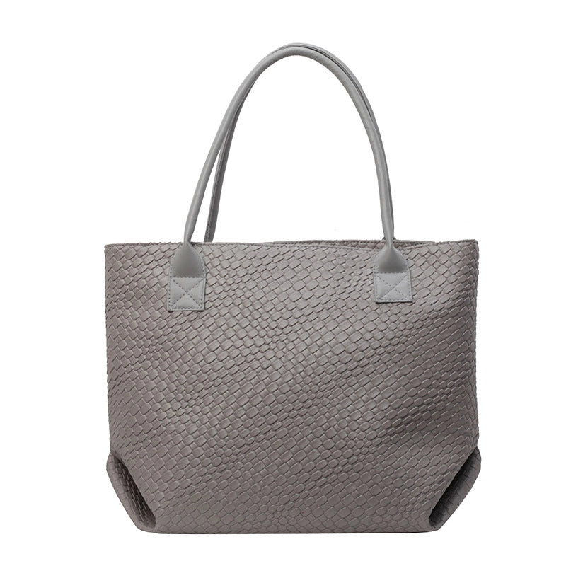 Large Capacity Commuter Tote Bag Fashionable Niche Embossed Textural Shoulder Bag Work Simple Hand Underarm Bag