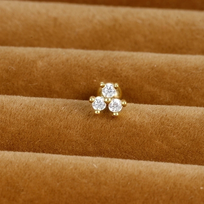 1 Piece Minimalist Star Heart Shape Crown Plating Inlay Stainless Steel Zircon Ear Studs