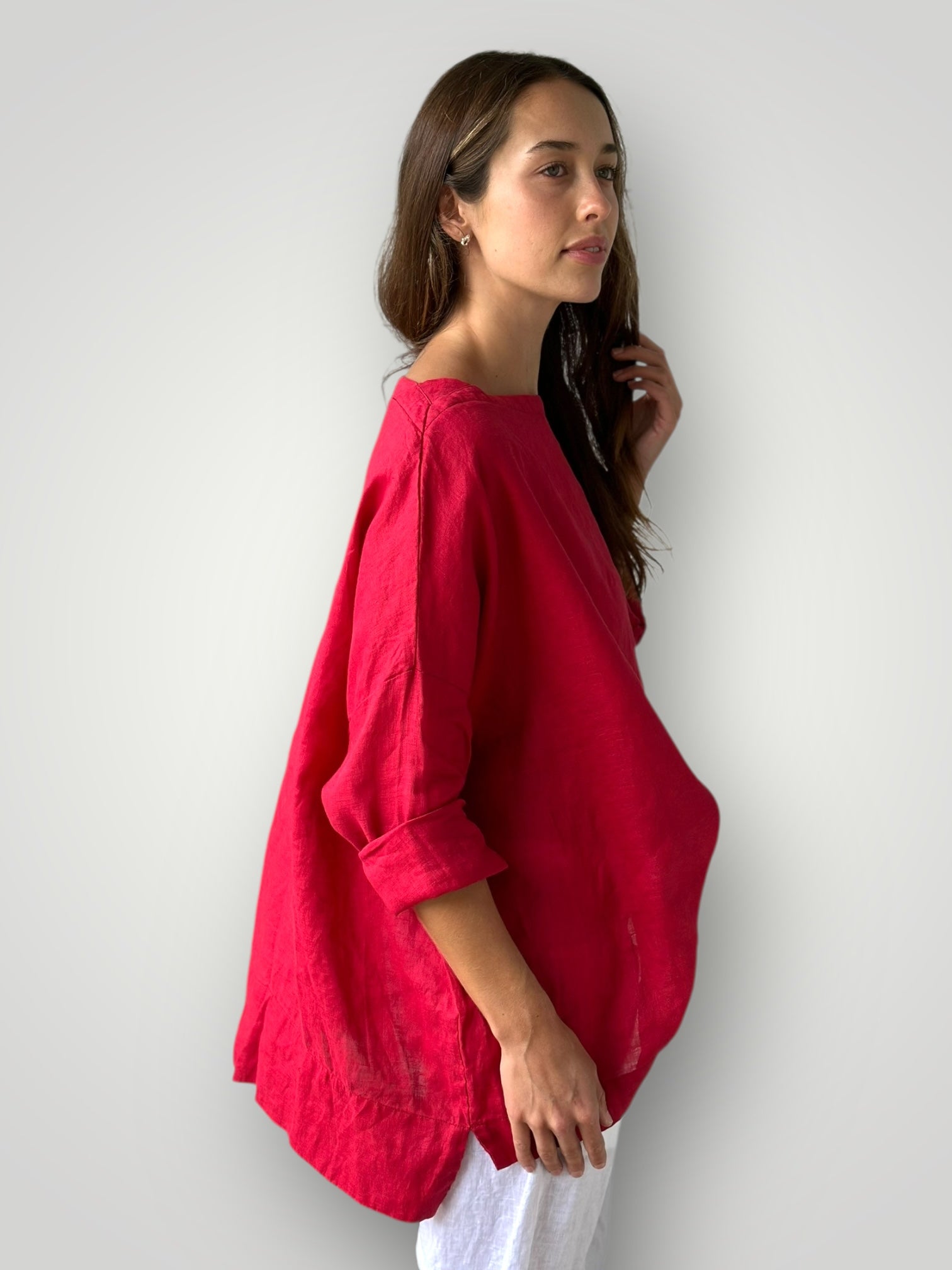 avril top - red linen