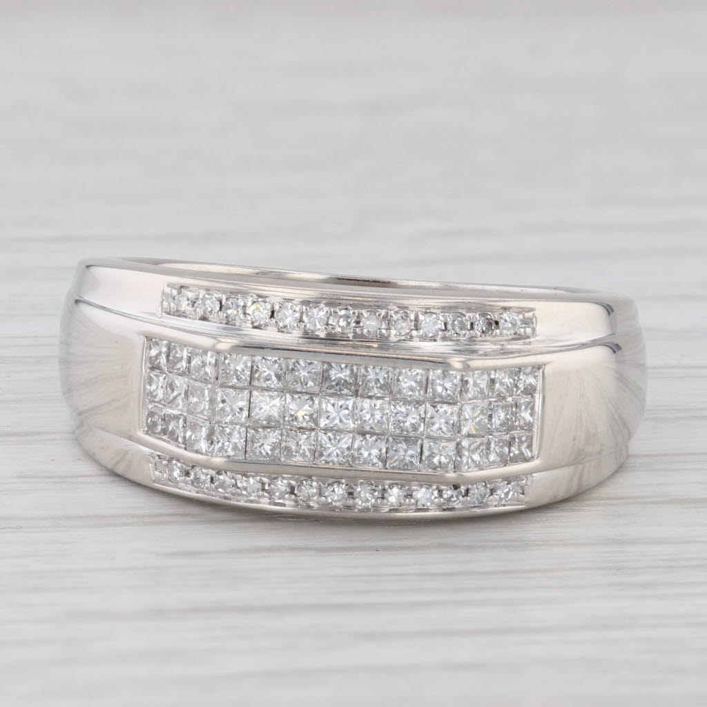 1.24ctw Men's Diamond Band 14k White Gold Size 12.25