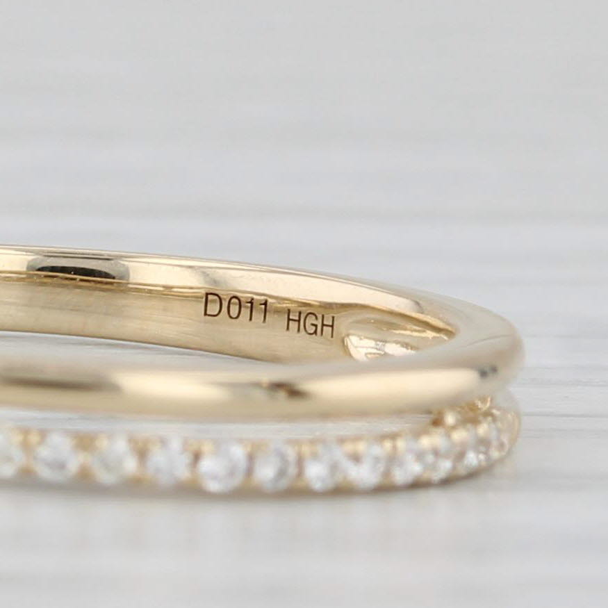 New 0.11ctw Diamond Wedding Band 14k Gold Stackable Anniversary Ring Size 6.5