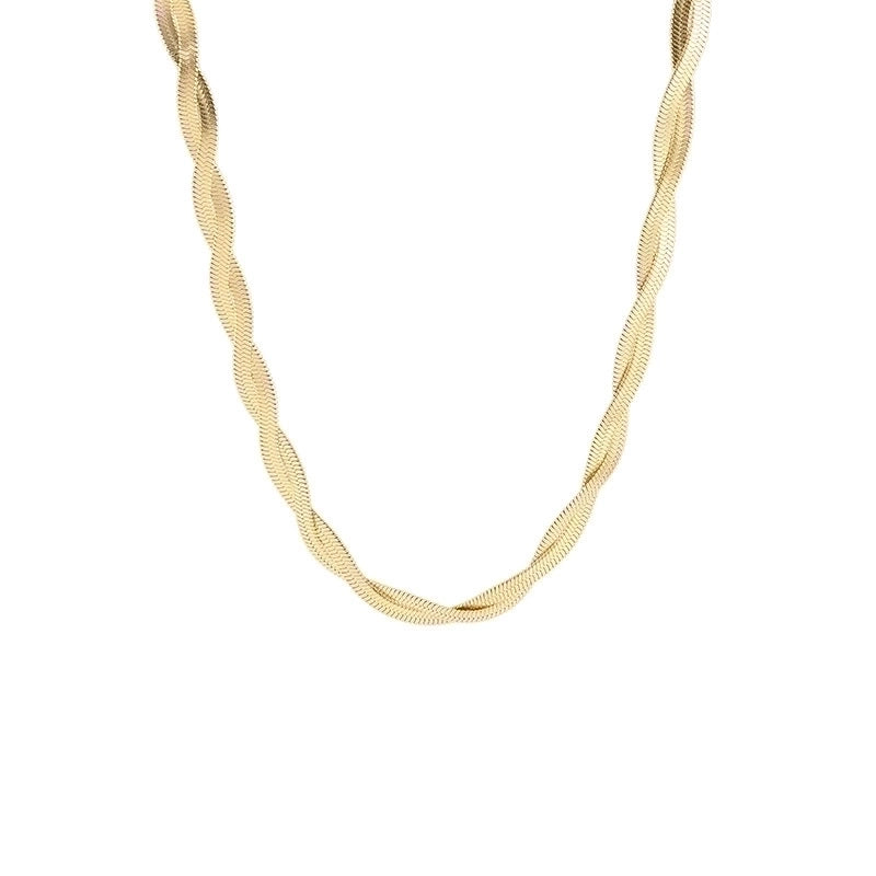 304 Stainless Steel 18K Gold Plated Retro Plating Solid Color Bracelets Necklace