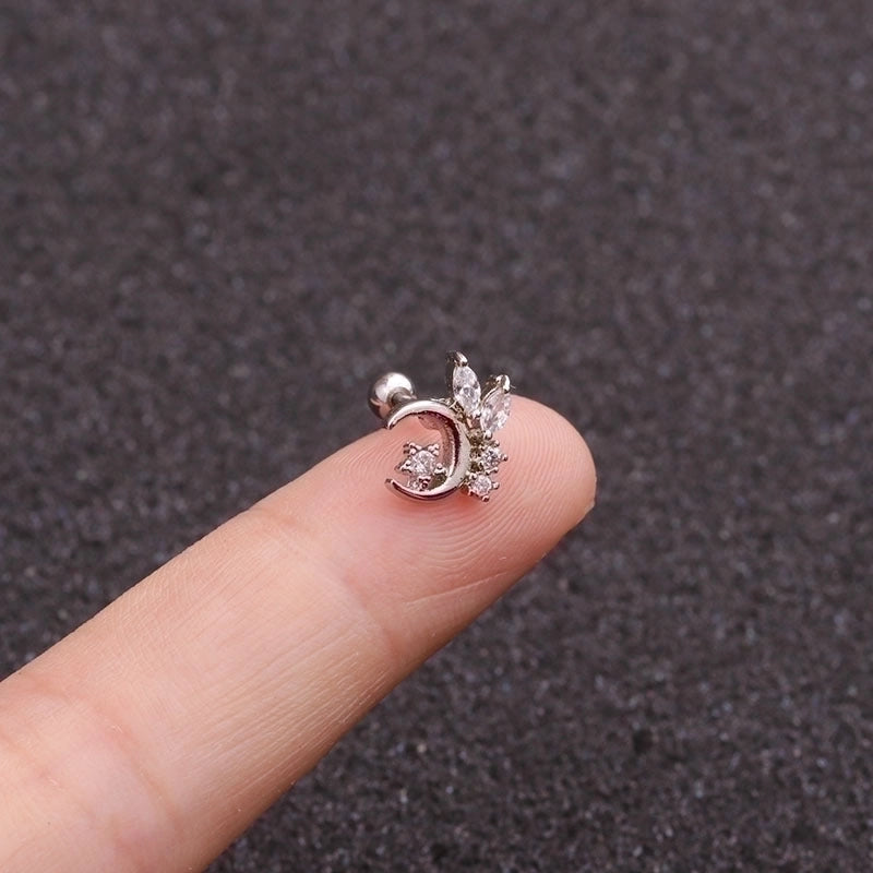 Ear Cartilage Rings & Studs Fashion Star 316L Stainless Steel  Copper Zircon