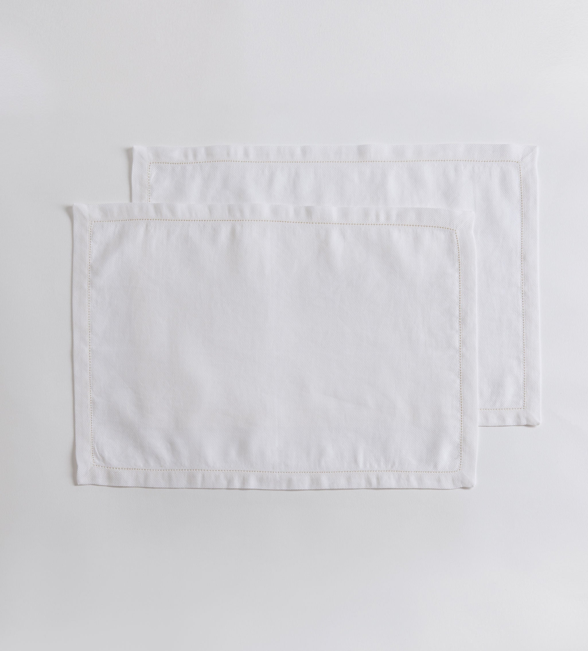 Off White Twill Cotton Linen Placemats - Set of 2