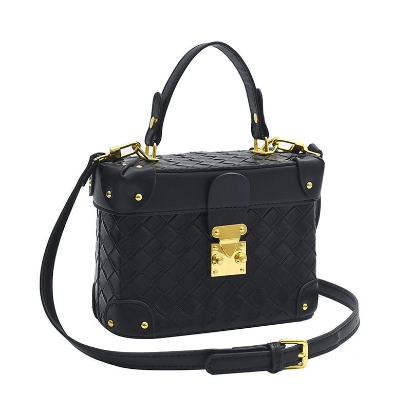 Women's Medium Pu Leather Solid Color Streetwear Square Lock Clasp Crossbody Bag