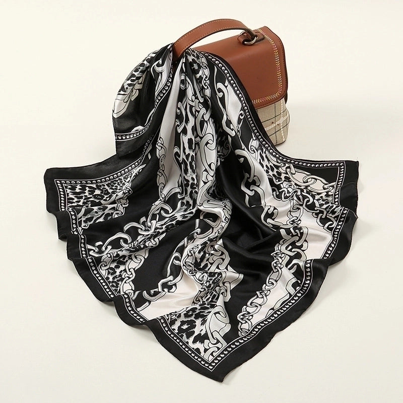 Women's Sweet Color Block Star Butterfly Satin Printing Silk Scarves