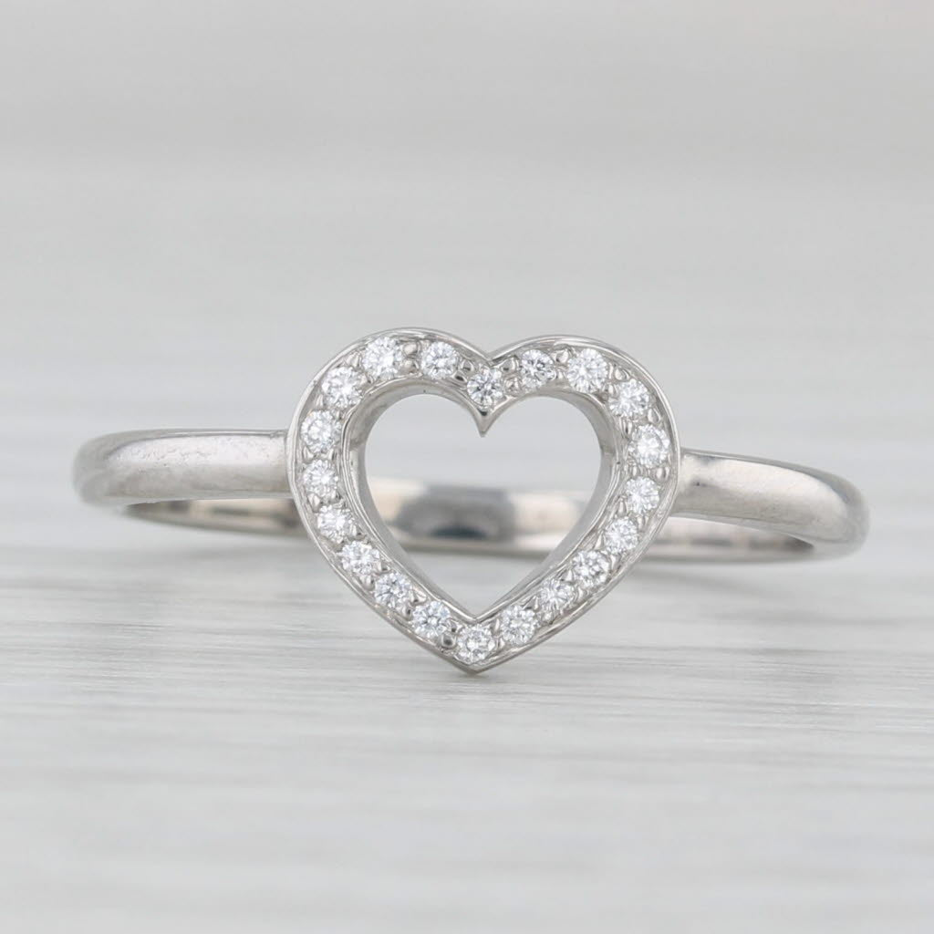 Tiffany & Co Class Open Heart Ring w/ Box 950 Platinum Size 6.5