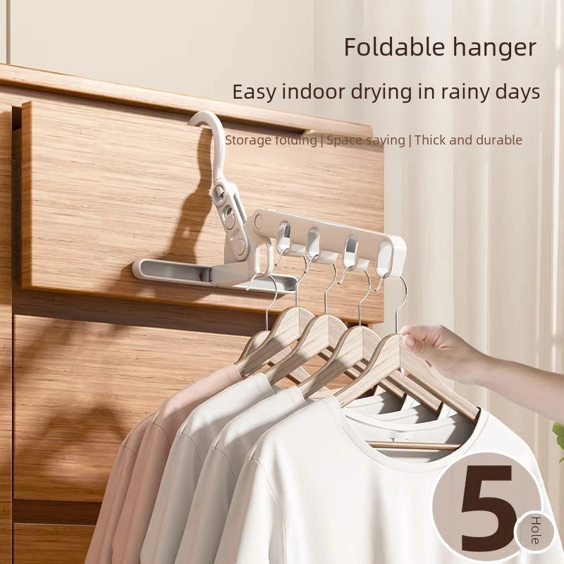Household Five-hole Folding Clothes Hanger Student Indoor Travel Clothes Hanger Multi-functional Portable Universal Clothes Hanger