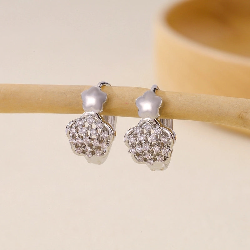 1 Pair Basic Minimalist Geometric Inlay Copper Zircon Earrings