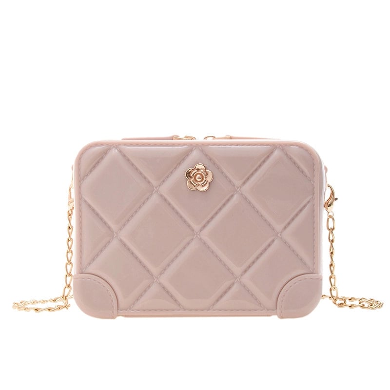 Women's Mini All Seasons Pvc Solid Color Lingge Fashion Square Zipper Square Bag