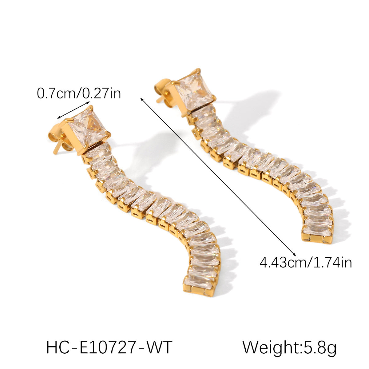 Ins Style C-Shaped Stainless Steel Earrings Inlaid With Colored Zircon Earrings Titanium Steel