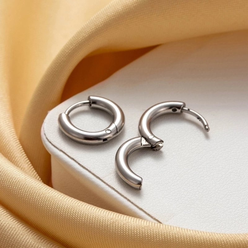 1 Piece IG Style French Style Minimalist Round 316 Stainless Steel  Earrings