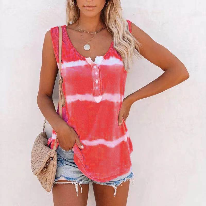 Only today🎉Buy 1 Get 1 Free(Add 2 pcs to cart)💋Summer Tie-Dye Striped Sleeveless Tank Top