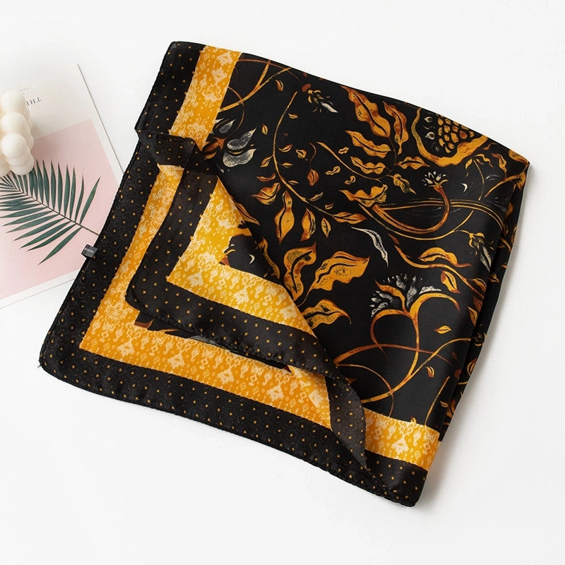 Women's Sweet Color Block Polyester Printing Silk Scarf