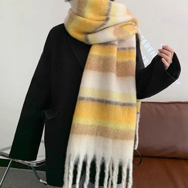 Women's Casual Stripe Polyester Tassel Scarf