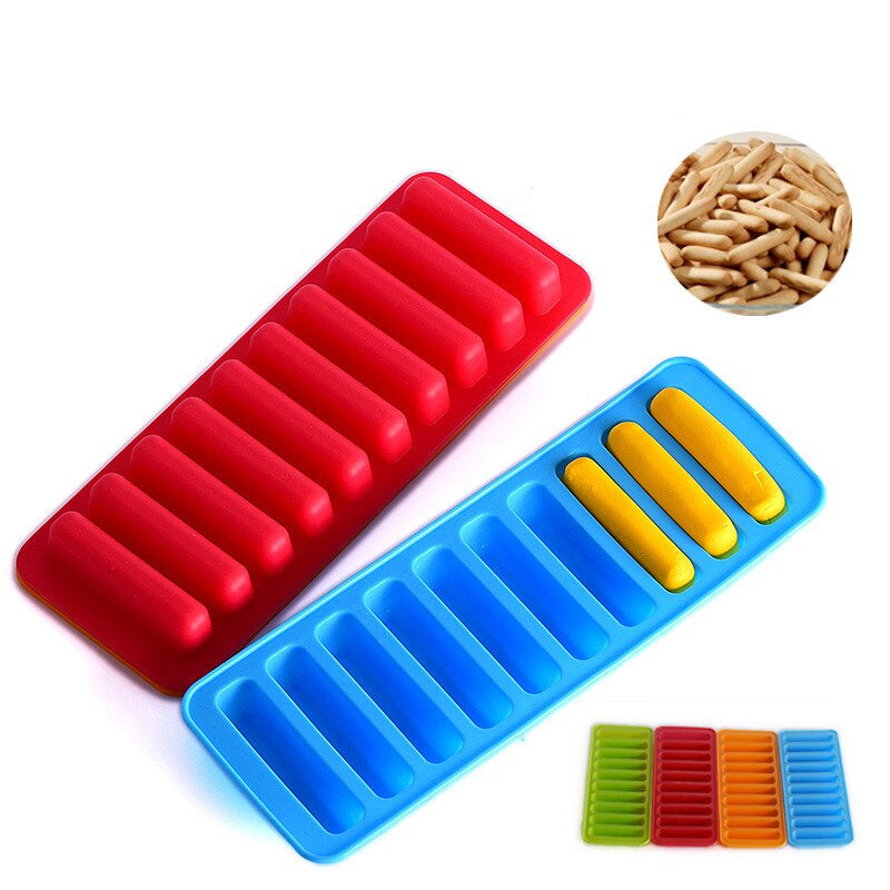 10 Grids Silicone Ice Cue Tray Mold Long Strip Ice Cube