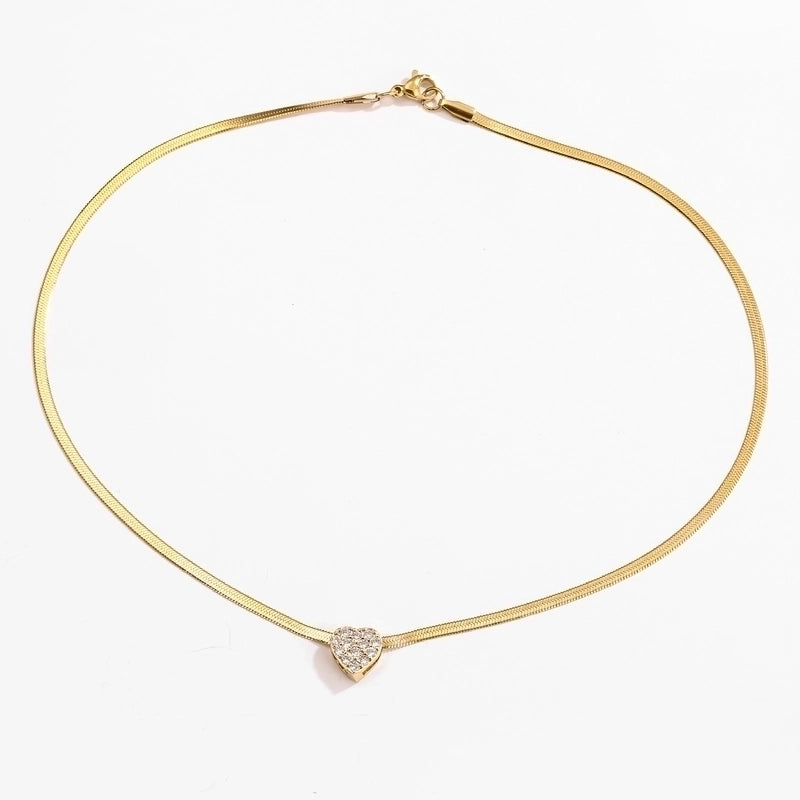 Fashion Heart Stainless Steel Copper Plating 18K Gold Plated Necklace